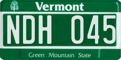 VT license plate NDH045