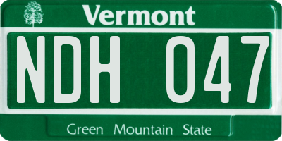 VT license plate NDH047