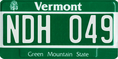 VT license plate NDH049
