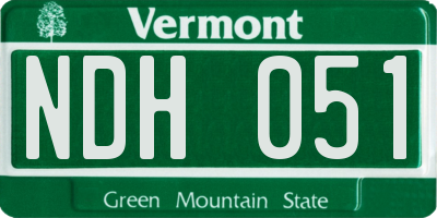 VT license plate NDH051