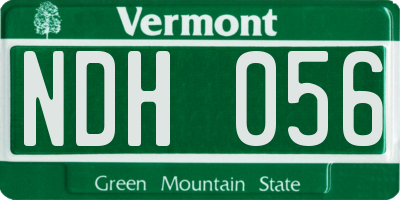 VT license plate NDH056