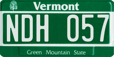 VT license plate NDH057