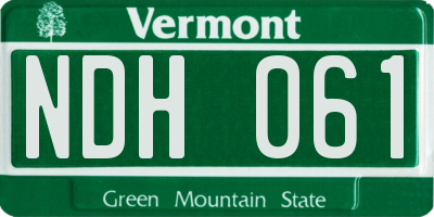 VT license plate NDH061