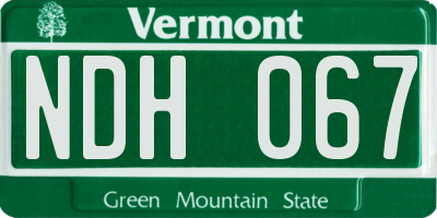 VT license plate NDH067