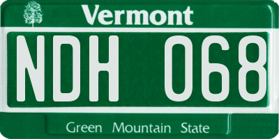 VT license plate NDH068