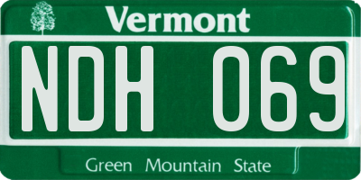 VT license plate NDH069