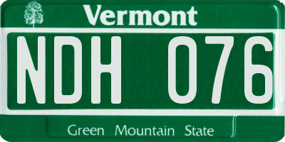 VT license plate NDH076