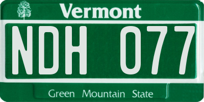 VT license plate NDH077