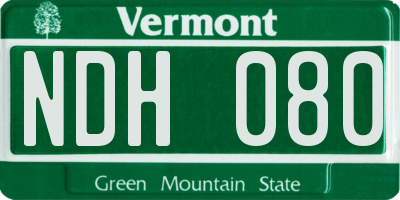 VT license plate NDH080