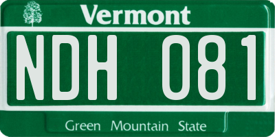 VT license plate NDH081