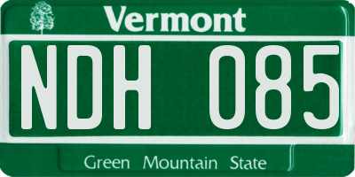 VT license plate NDH085