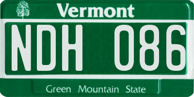 VT license plate NDH086