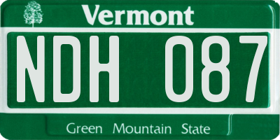 VT license plate NDH087