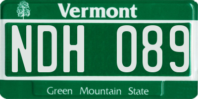 VT license plate NDH089