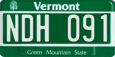VT license plate NDH091