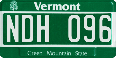 VT license plate NDH096
