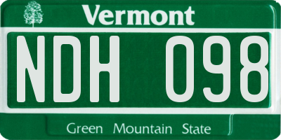VT license plate NDH098