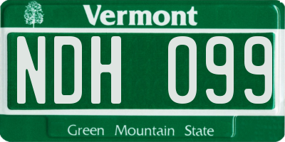 VT license plate NDH099