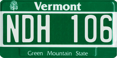 VT license plate NDH106