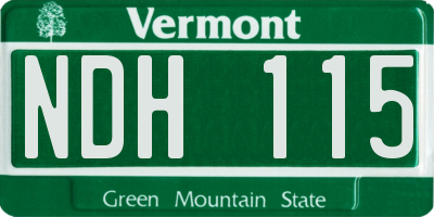 VT license plate NDH115