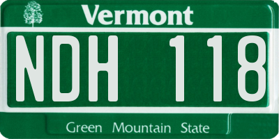 VT license plate NDH118
