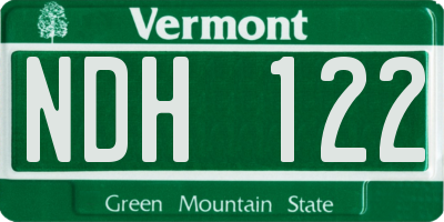 VT license plate NDH122