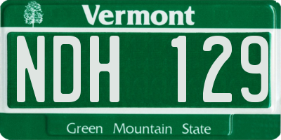 VT license plate NDH129
