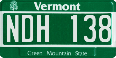 VT license plate NDH138