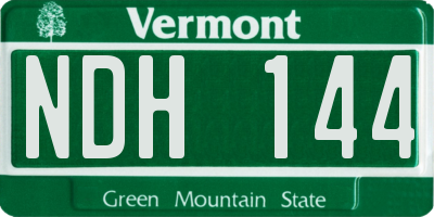 VT license plate NDH144