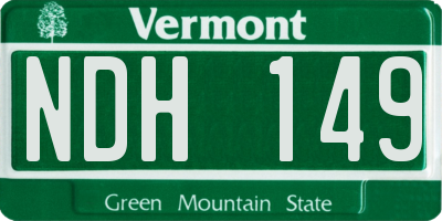 VT license plate NDH149