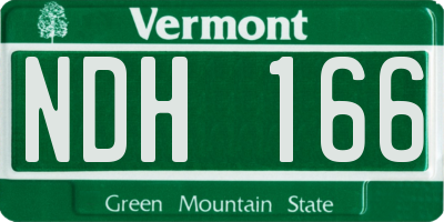 VT license plate NDH166