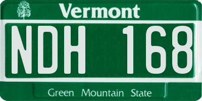 VT license plate NDH168