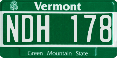 VT license plate NDH178