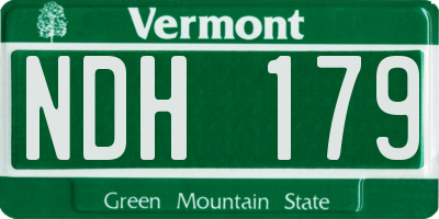 VT license plate NDH179