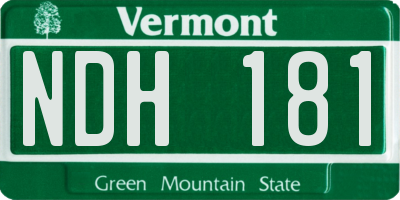 VT license plate NDH181