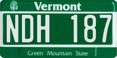 VT license plate NDH187