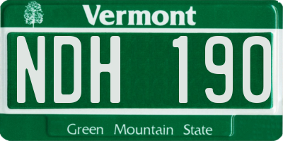 VT license plate NDH190