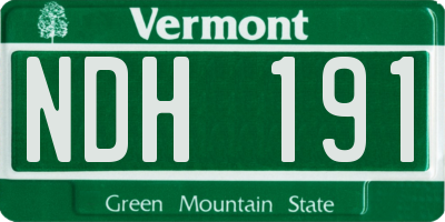 VT license plate NDH191