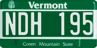 VT license plate NDH195