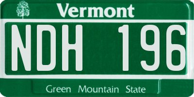 VT license plate NDH196
