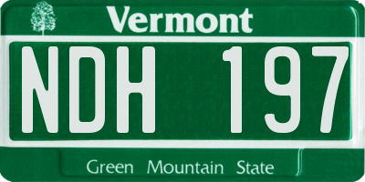 VT license plate NDH197