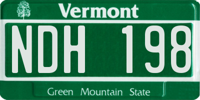 VT license plate NDH198