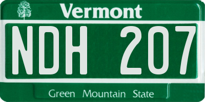 VT license plate NDH207