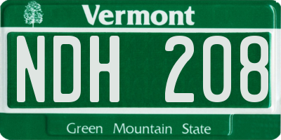 VT license plate NDH208