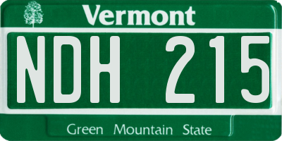 VT license plate NDH215