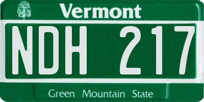 VT license plate NDH217