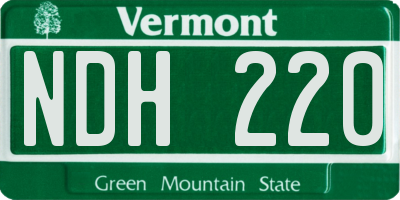 VT license plate NDH220