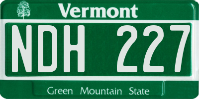VT license plate NDH227