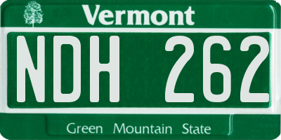 VT license plate NDH262