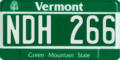 VT license plate NDH266
